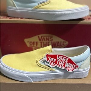 Vans Slip-On Sneakers in Yellow and Light Blue